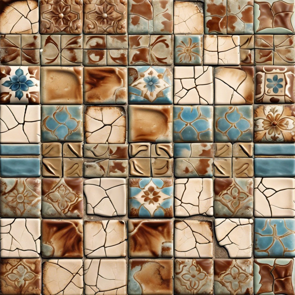 aged ceramic tiles with crackle finish