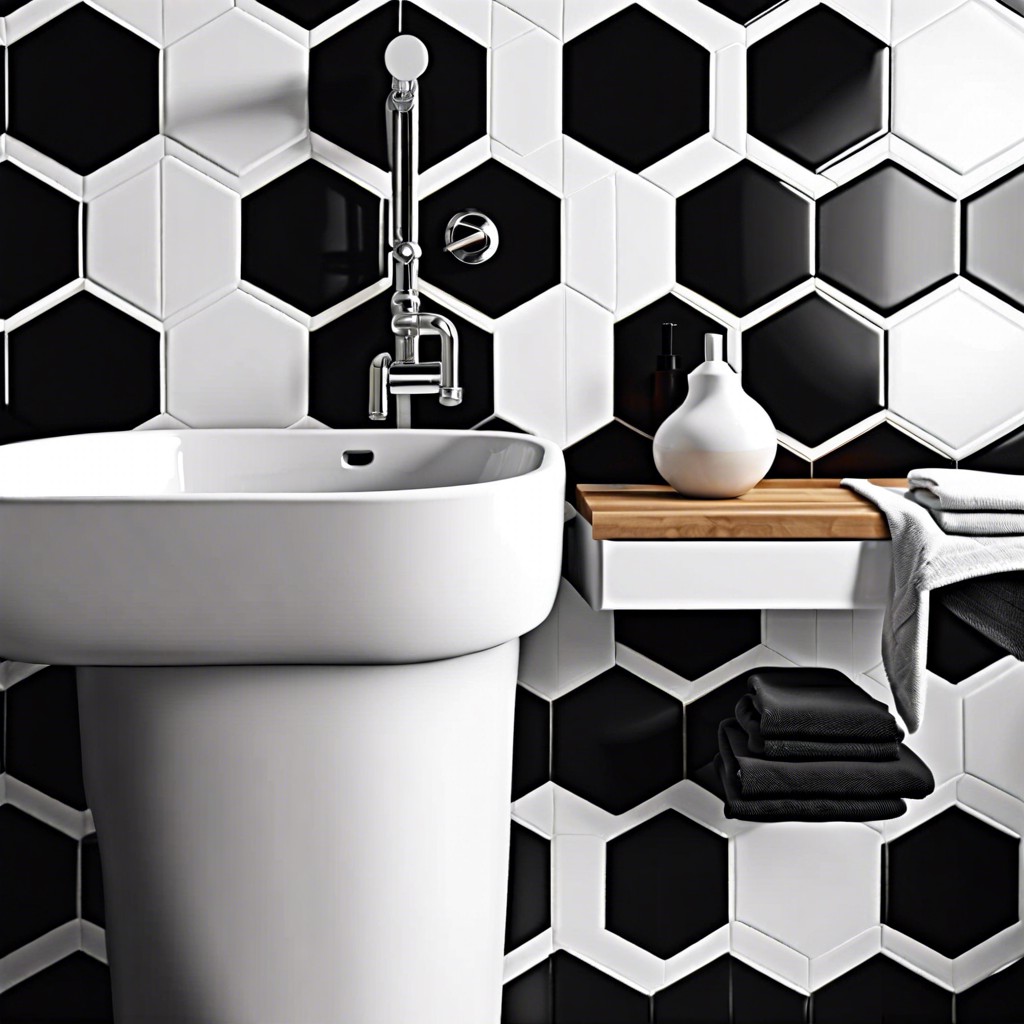 alternating black and white hex tiles