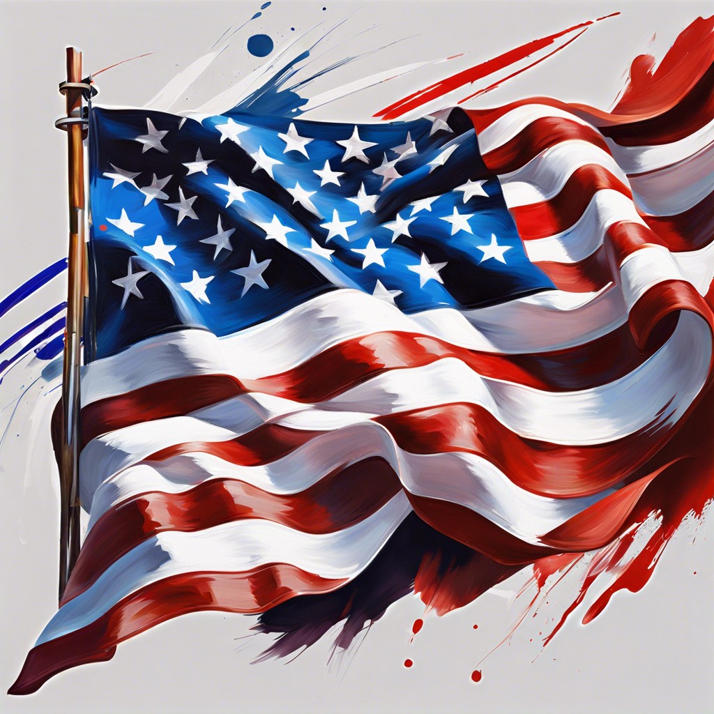 american flag with abstract brush strokes