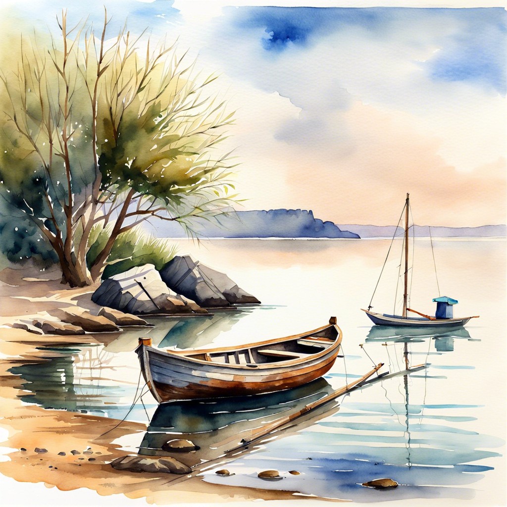 an old wooden boat on a calm sea