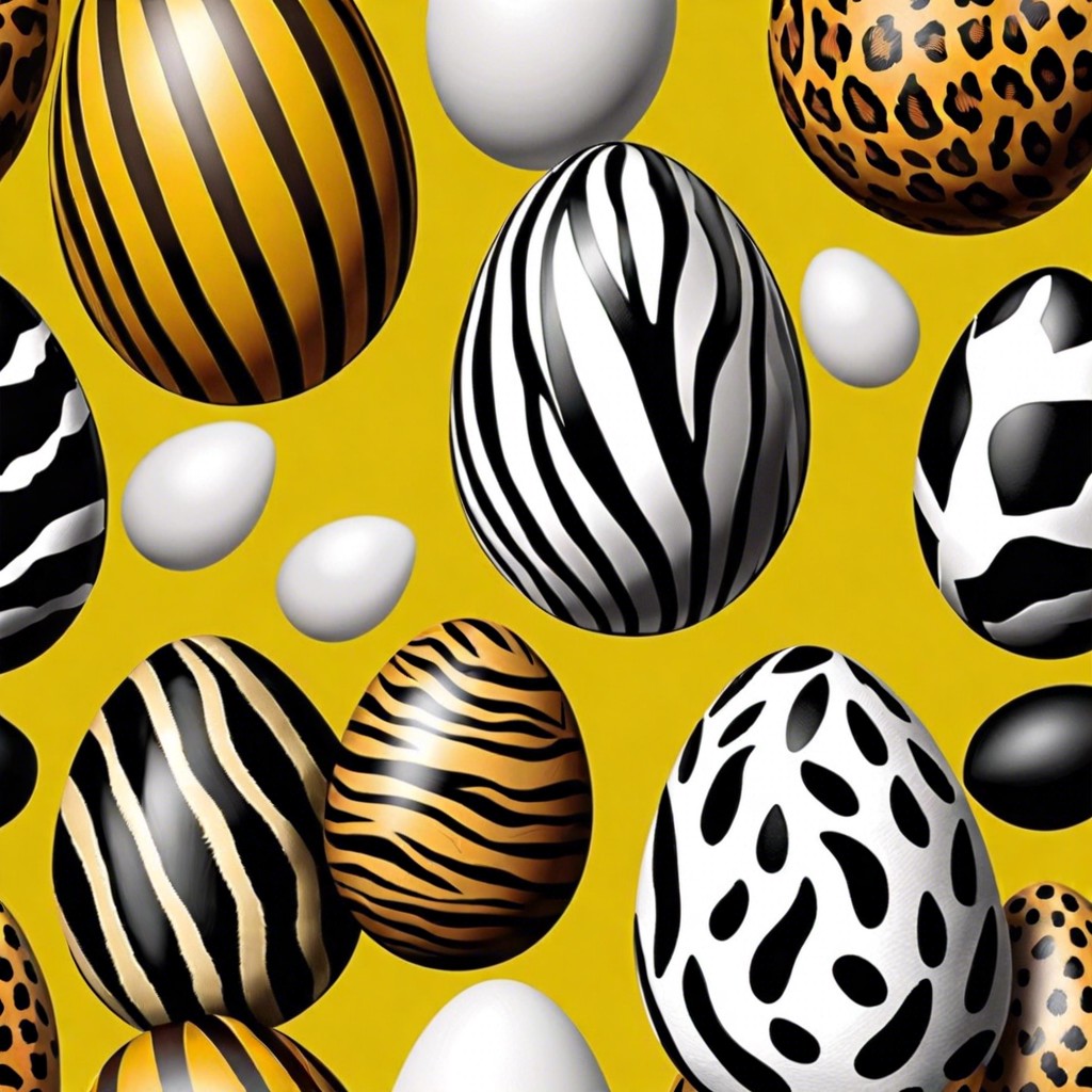 animal print eggs paint with leopard or zebra prints