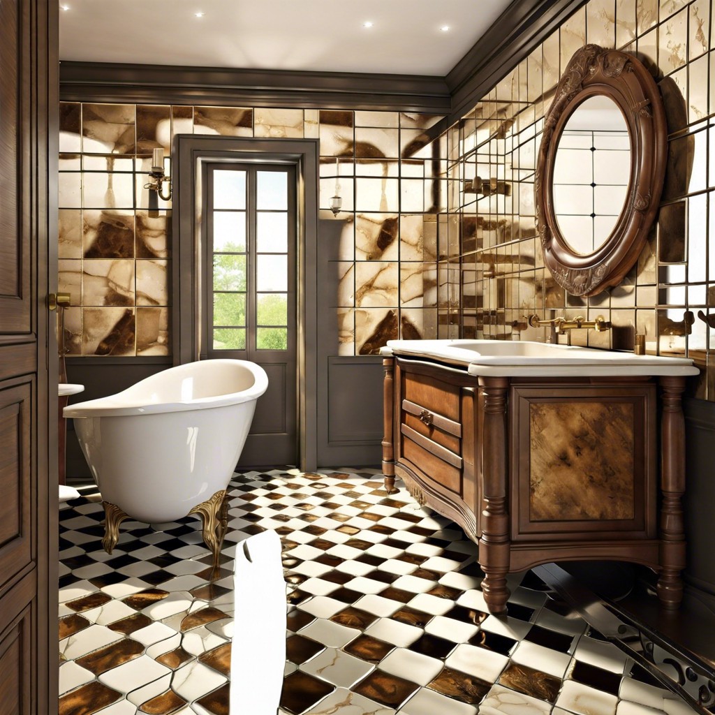 antique mirror tiles as accents