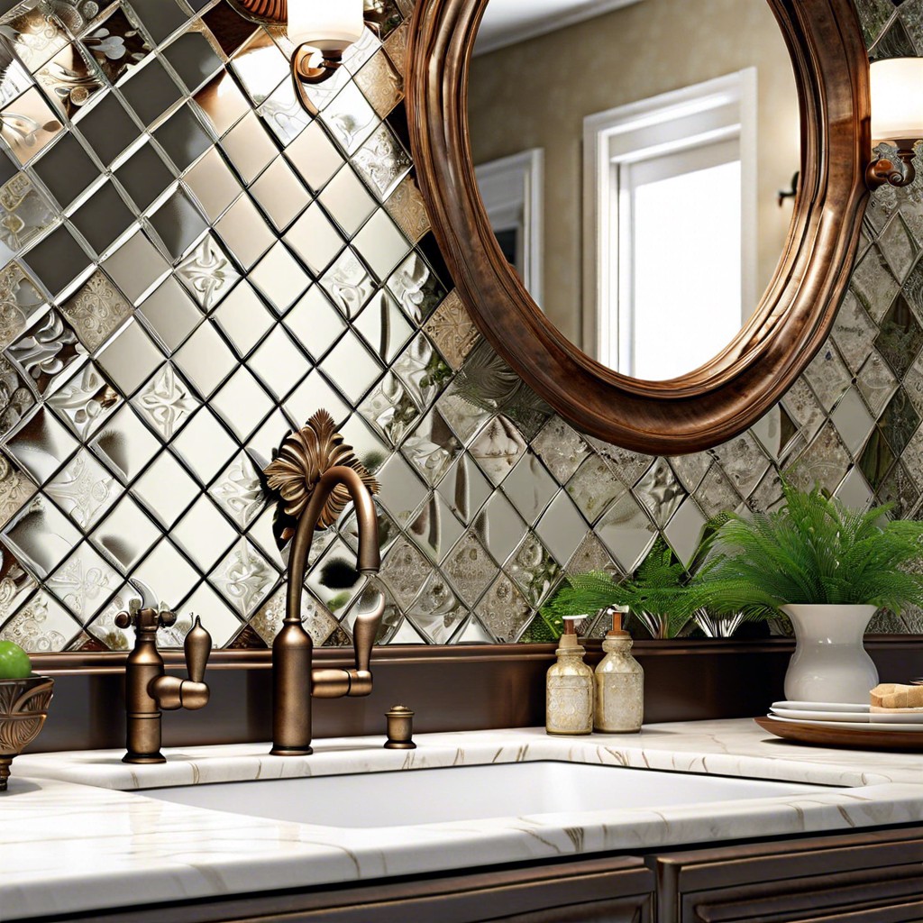 antique mirror tiles for a vintage look