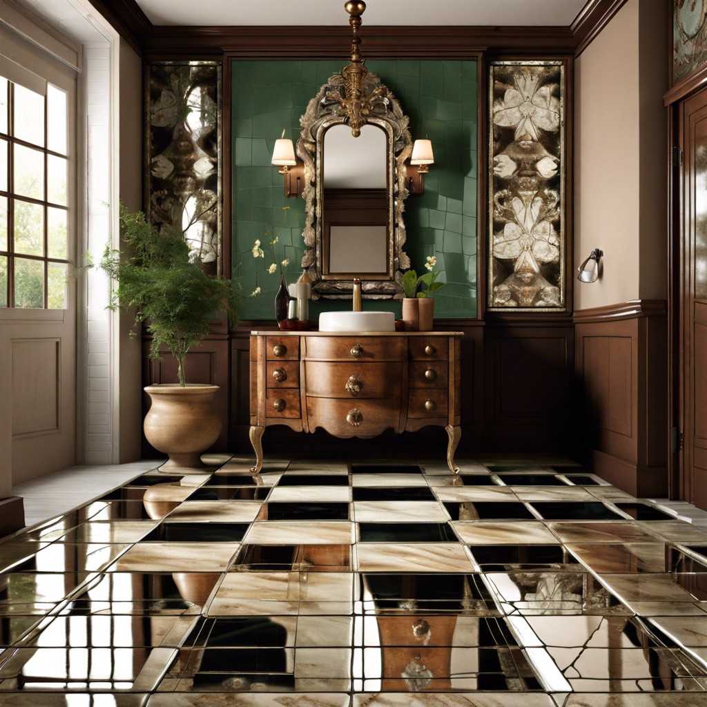 antique mirror tiles for vintage effect