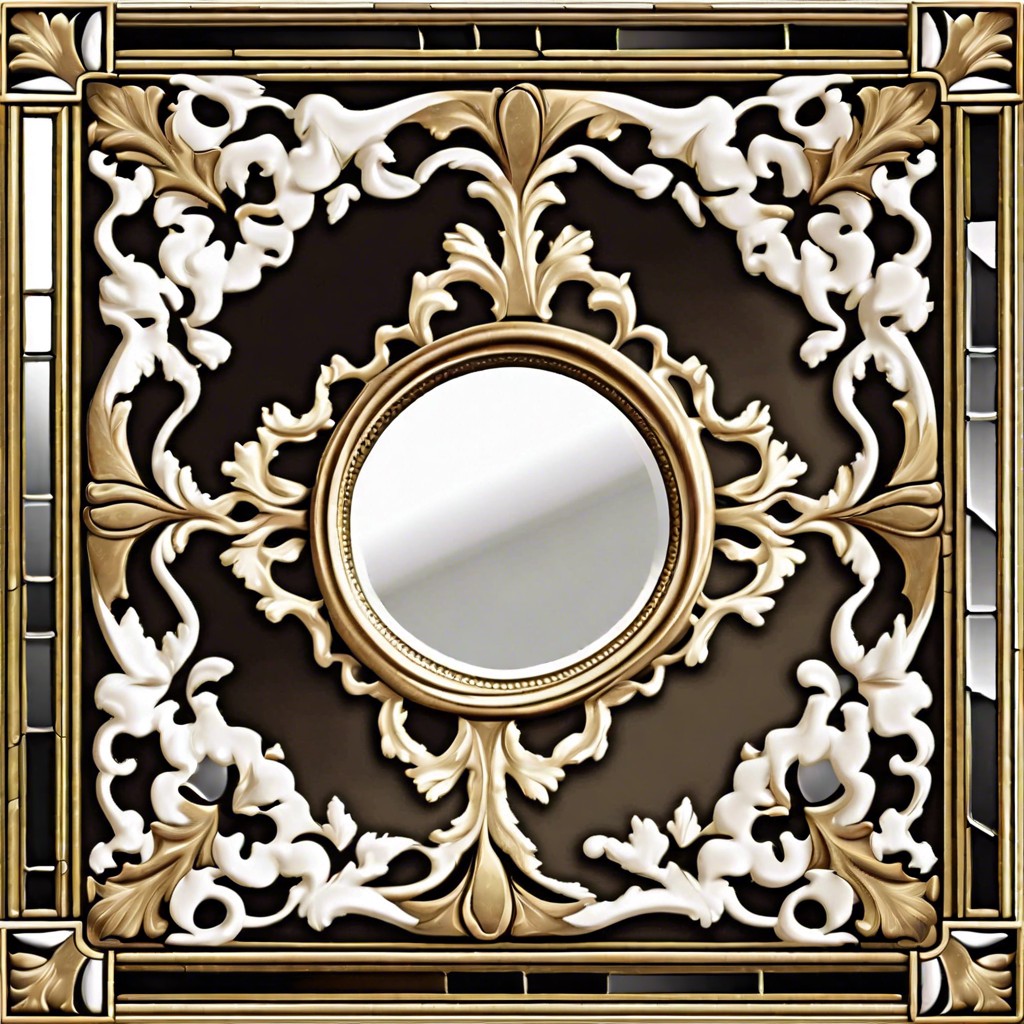 antique mirror tiles with ceramic borders