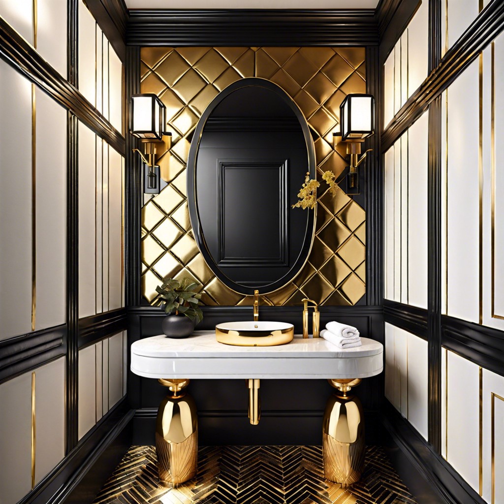 art deco black and gold tiles