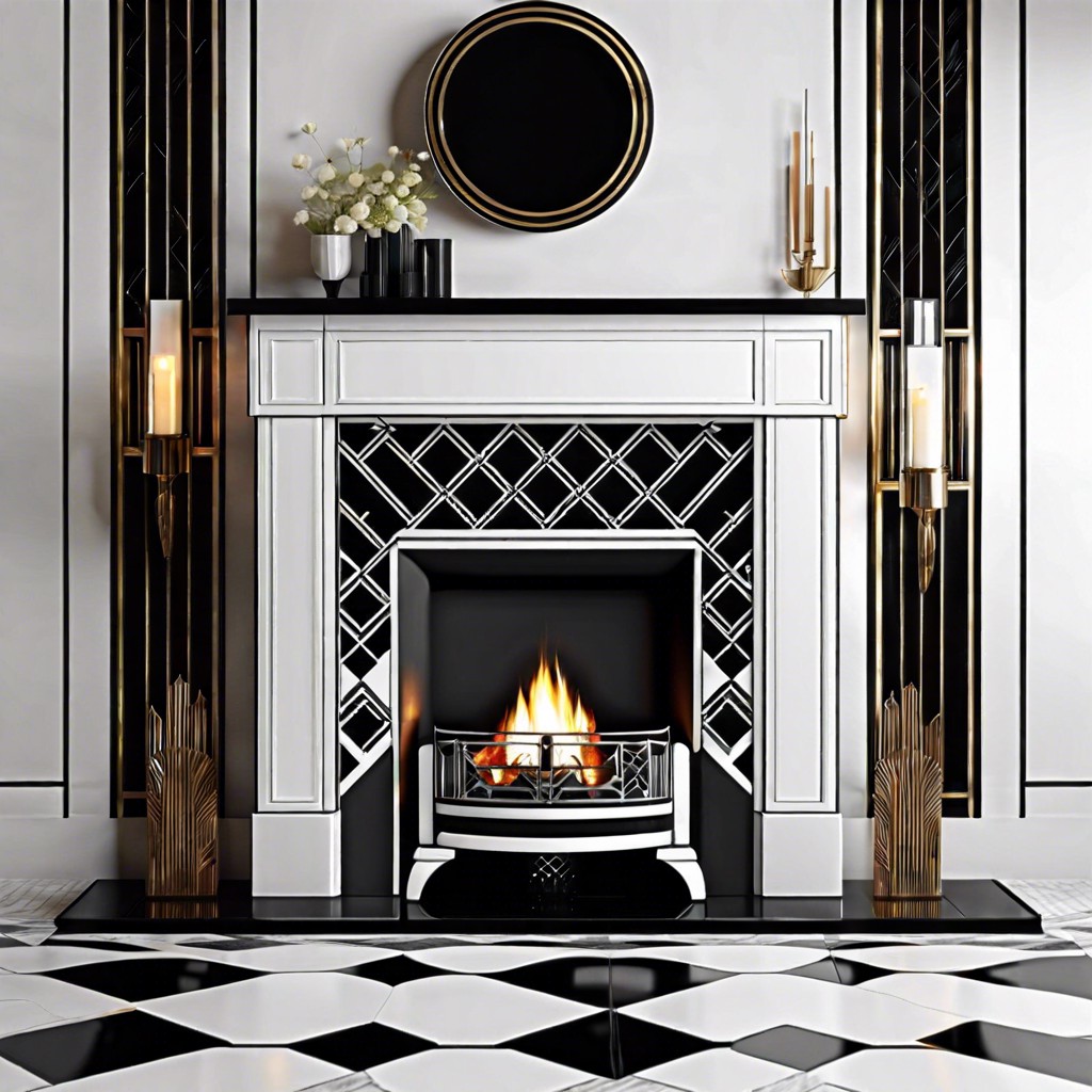 art deco black and white geometric pattern