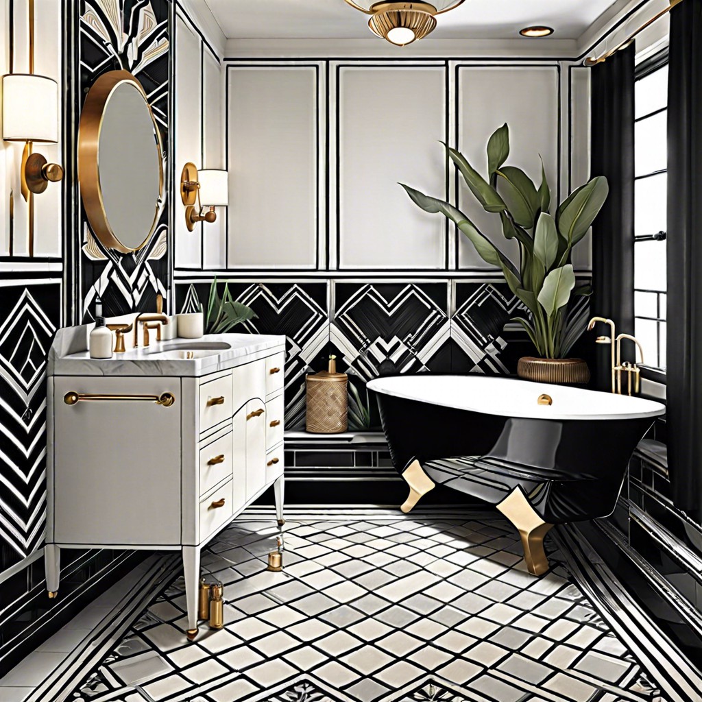 art deco black and white patterned tiles