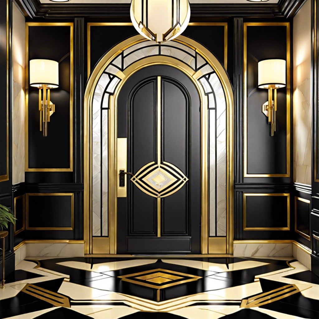 art deco black gold and ivory