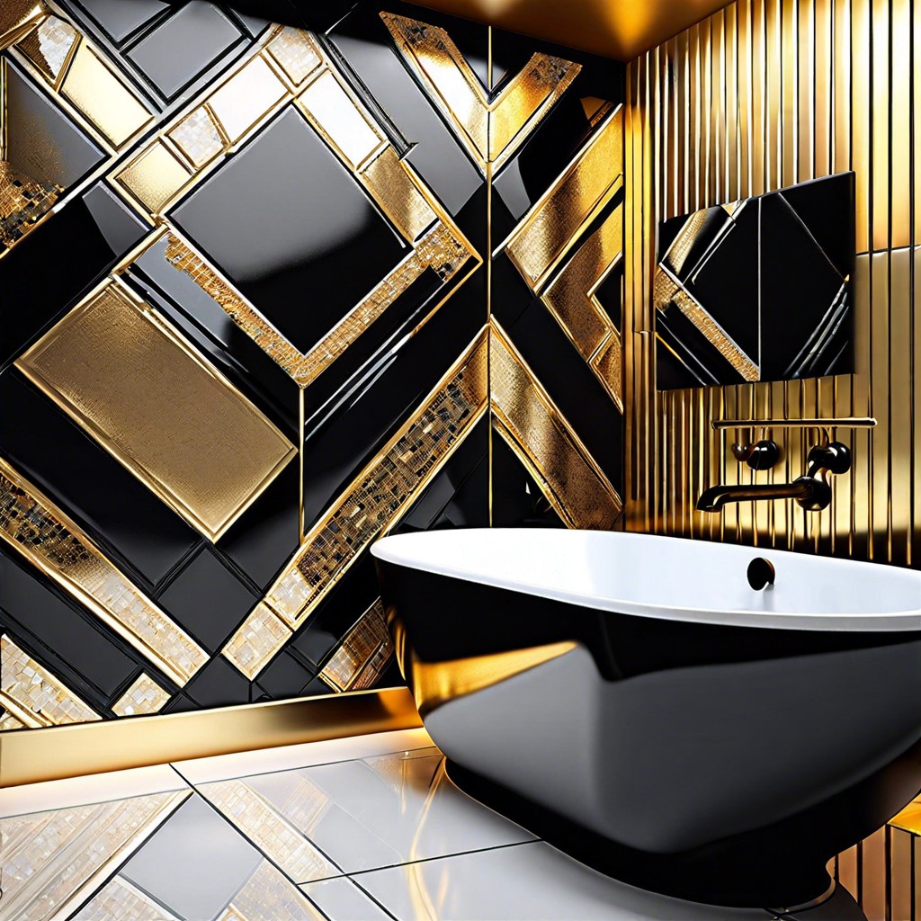 art deco elegance design an art deco inspired black and gold mosaic accent wall