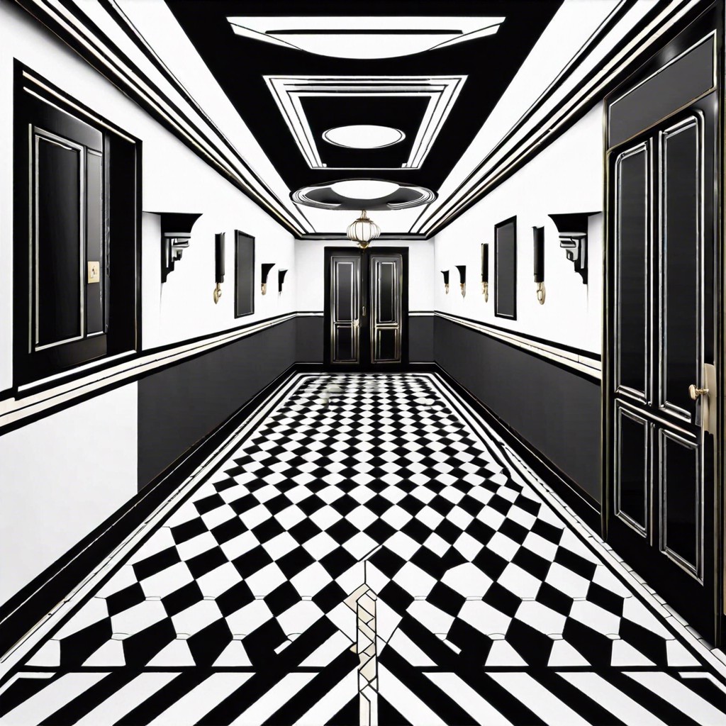 art deco inspired monochrome tiles