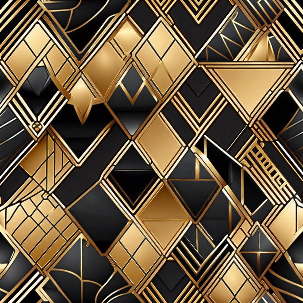 art deco luxury hexagons with golden lines and geometric shapes