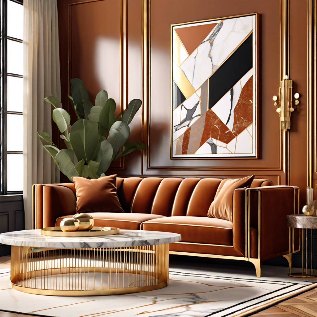 art deco with gold and marble touches