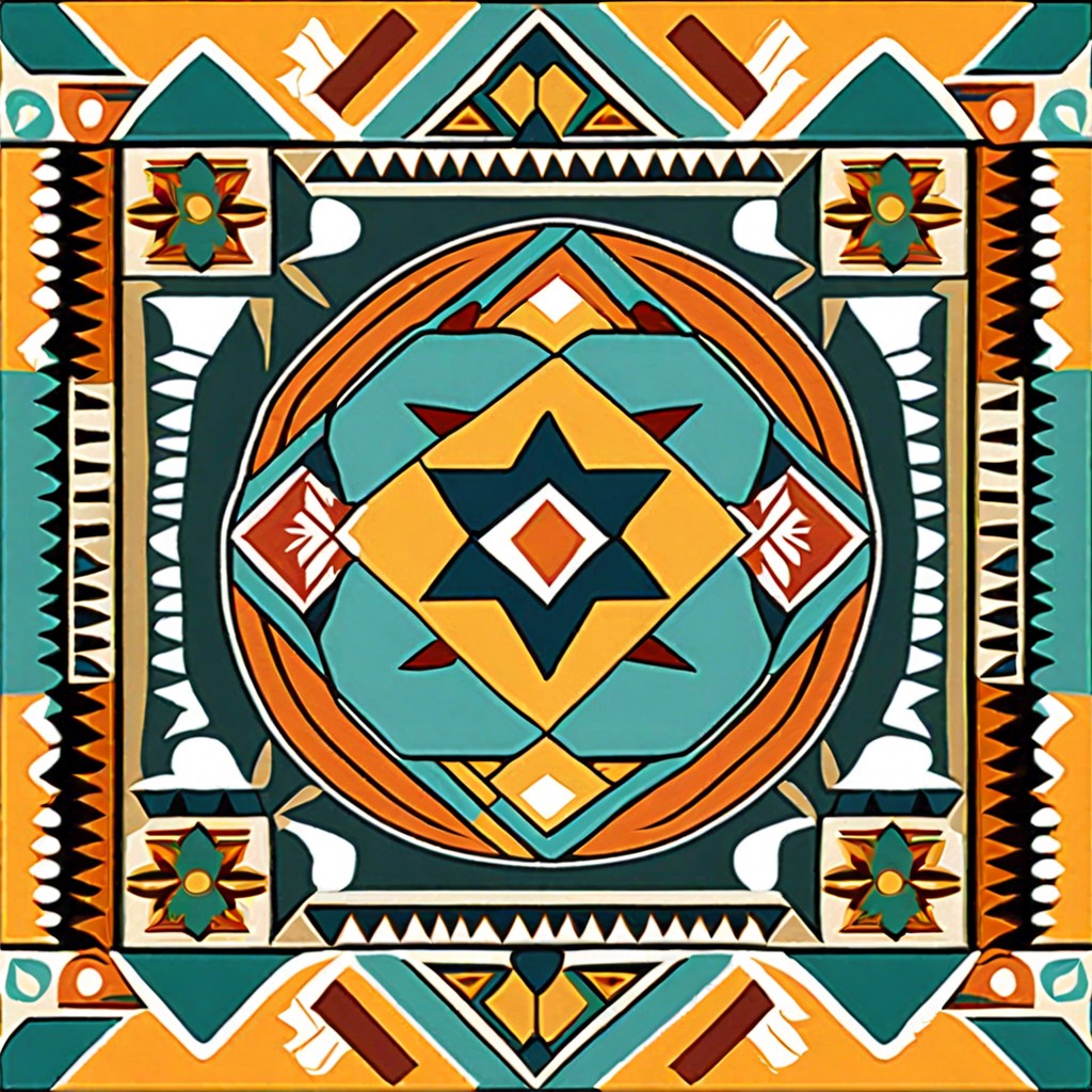 aztec inspired geometric pattern tiles