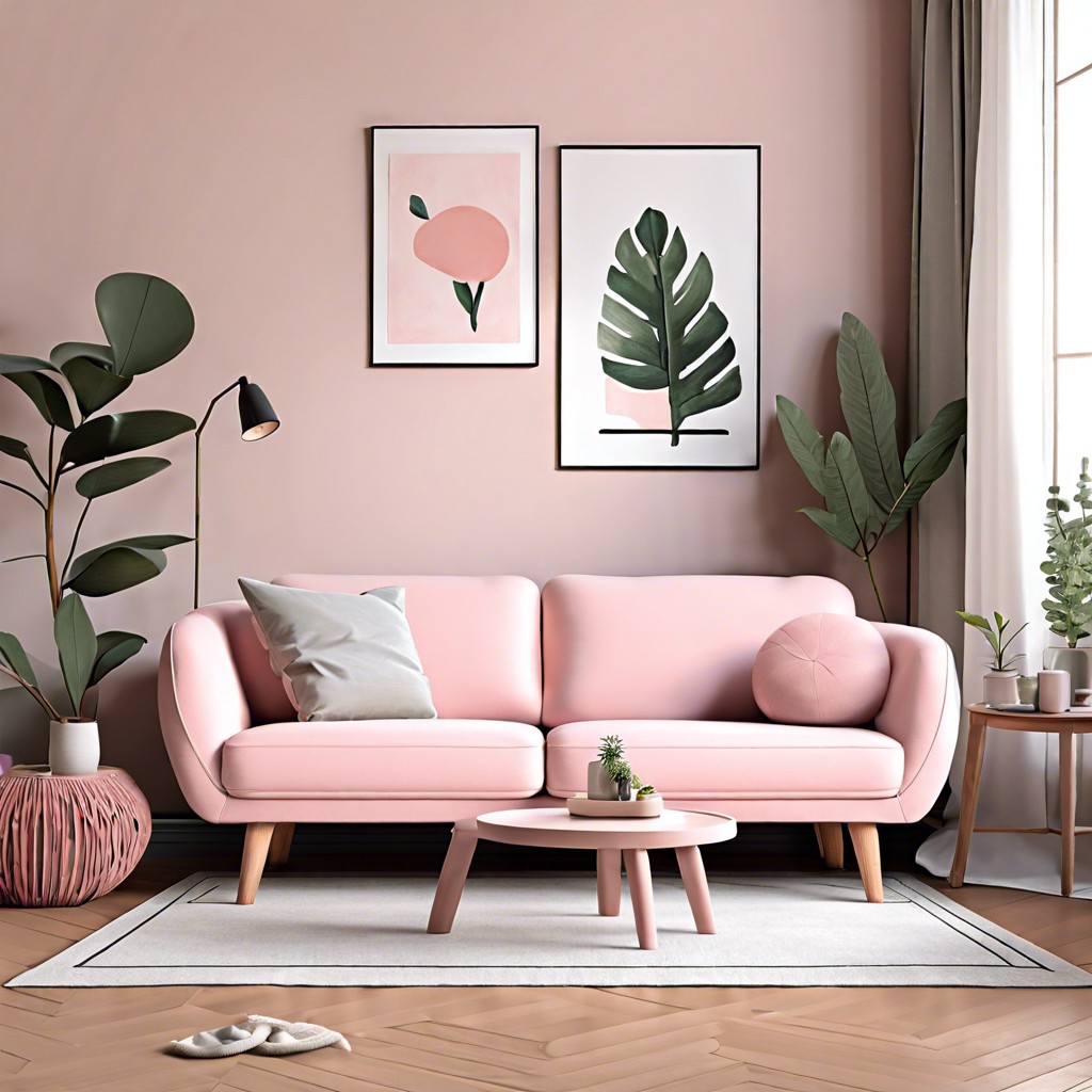 baby pink scandinavian style couch