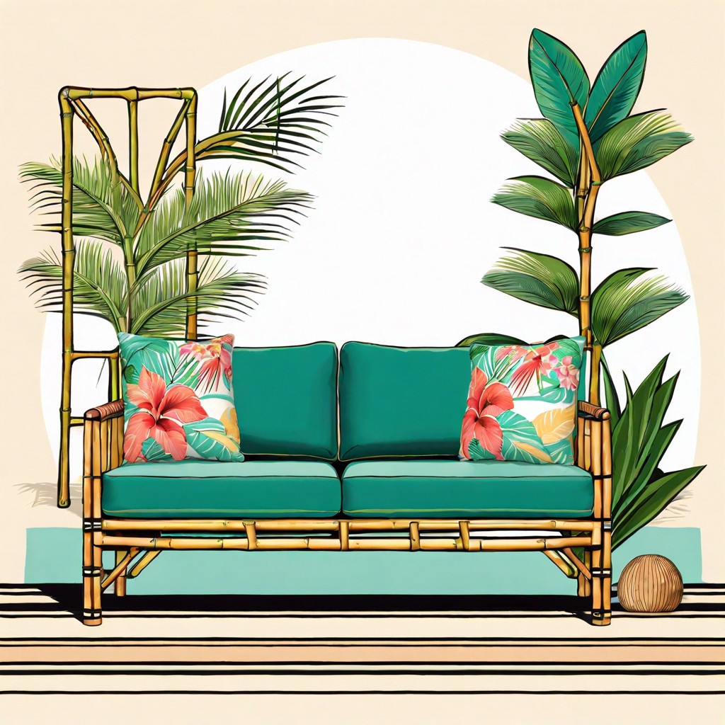 bamboo frame with tropical print