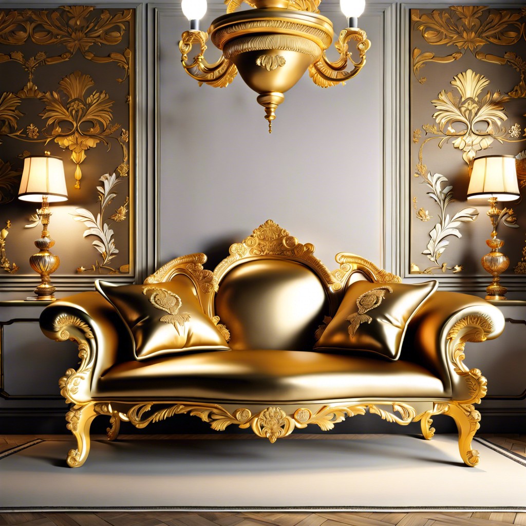 baroque style gold damask sofa