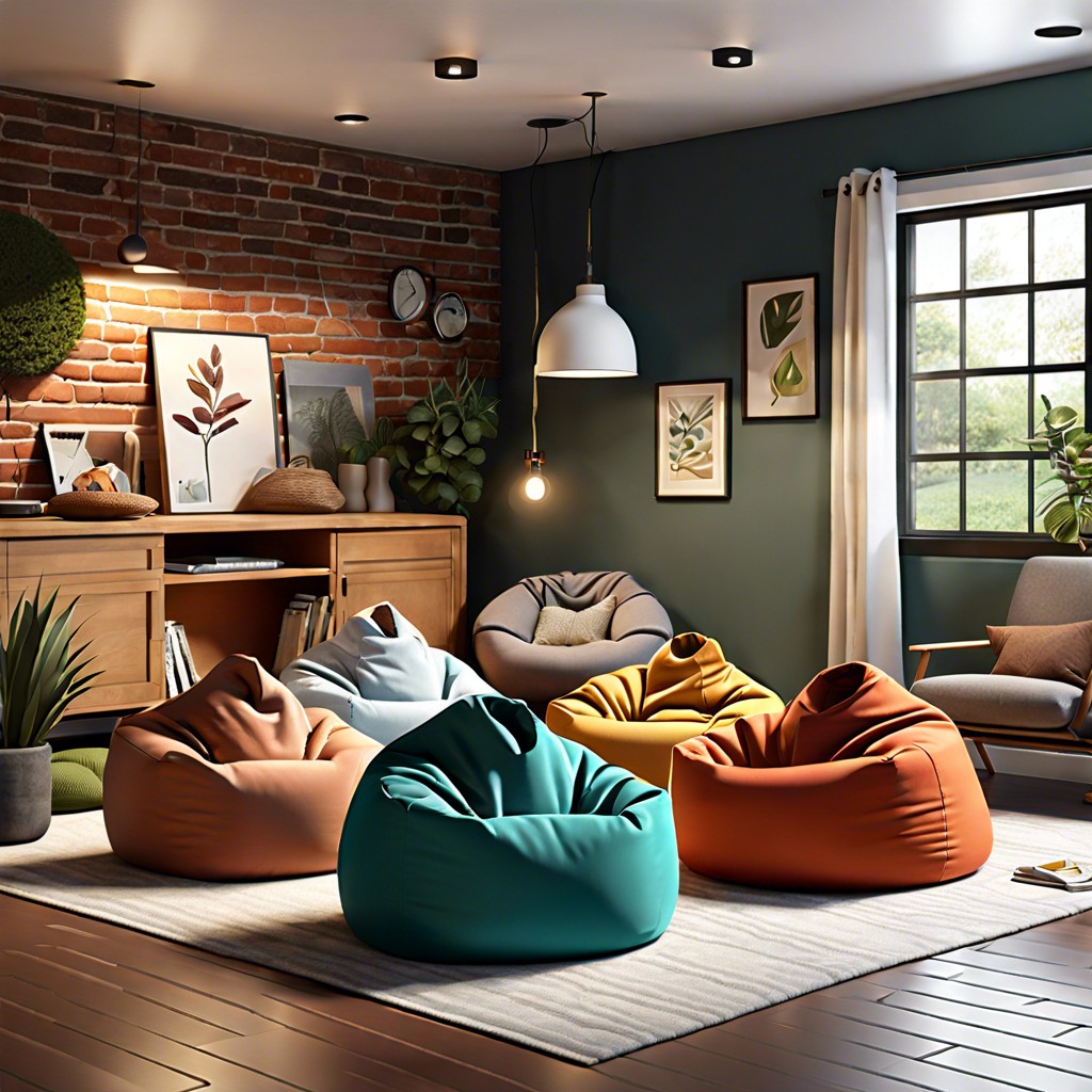 bean bag chairs for a fun relaxed atmosphere