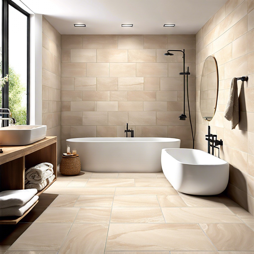 beige limestone effect tiles