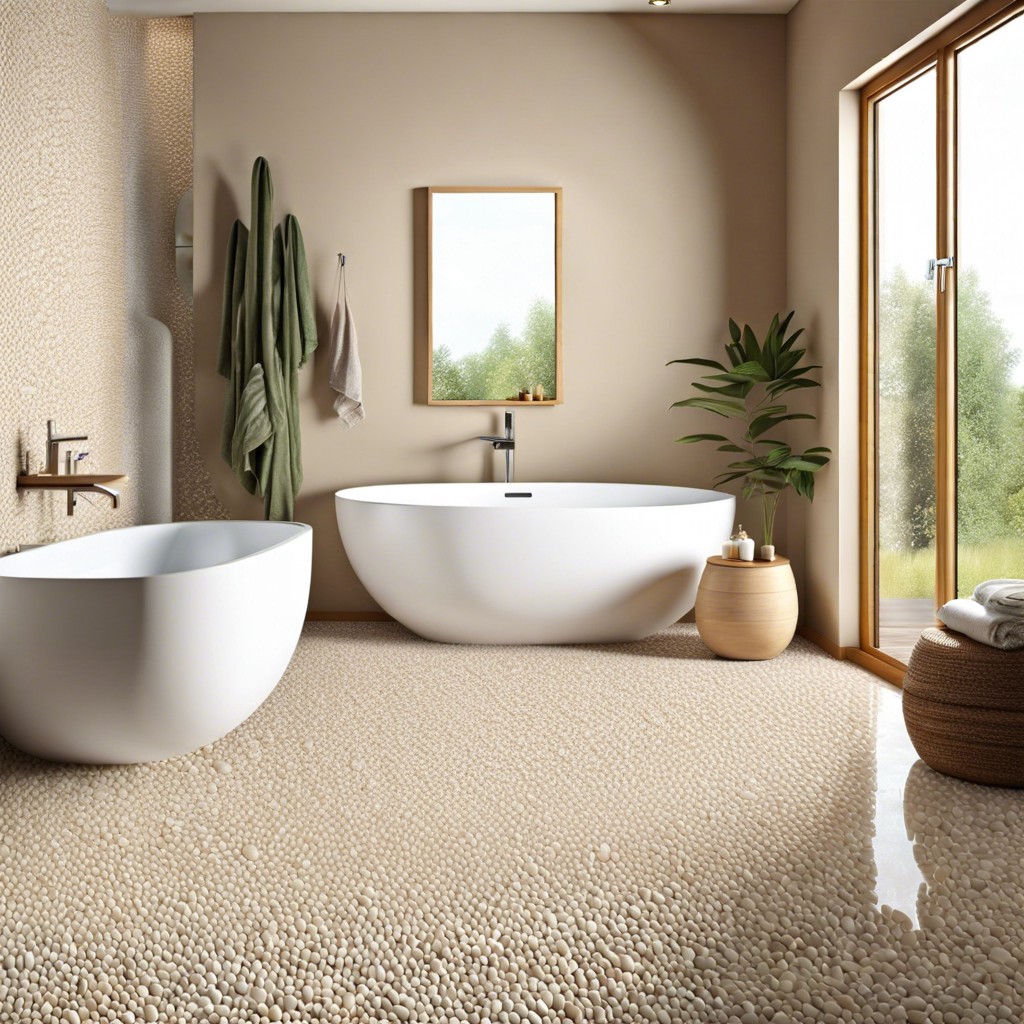 beige pebble floor tiles for a nature inspired vibe