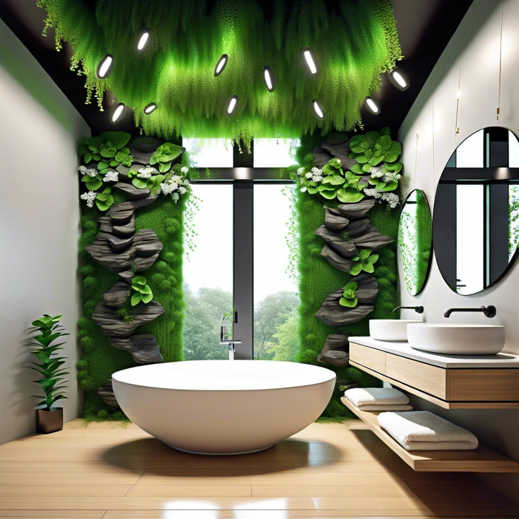 biophilic designs with living green walls and natural materials