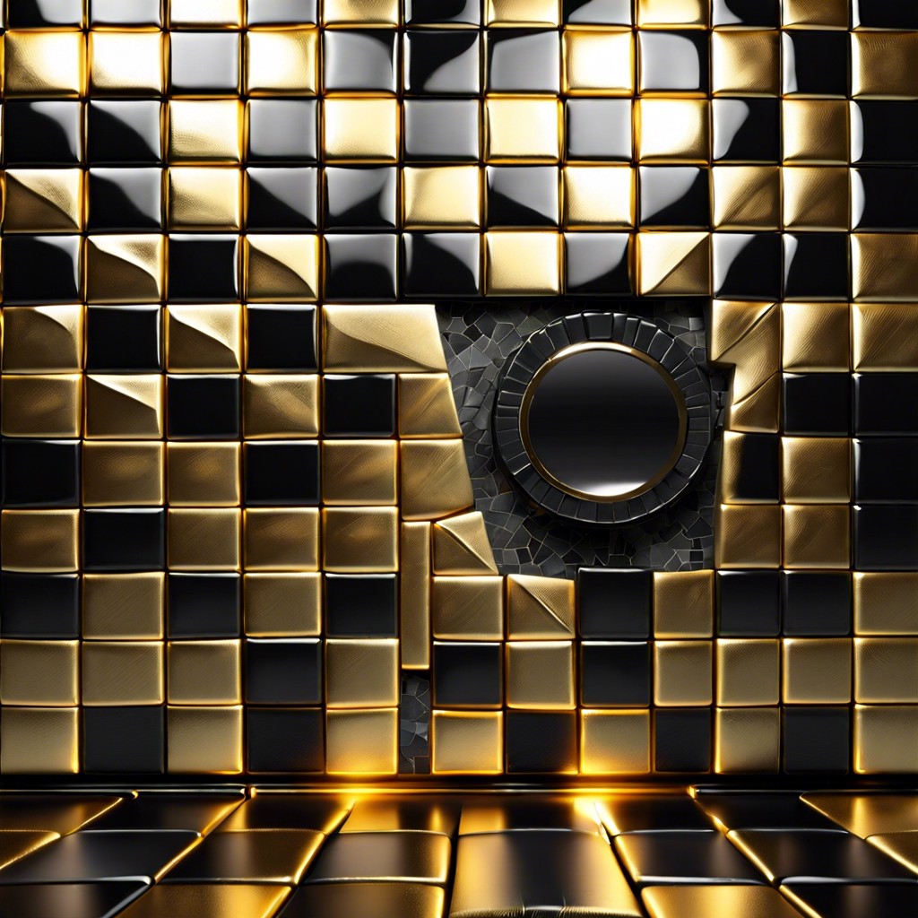 black and gold mosaic tiles