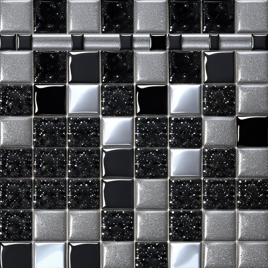 black and silver glitter tiles