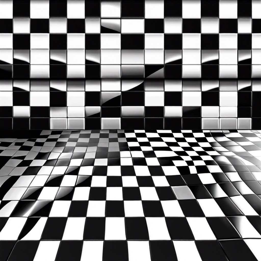 black and white checkerboard tile flooring