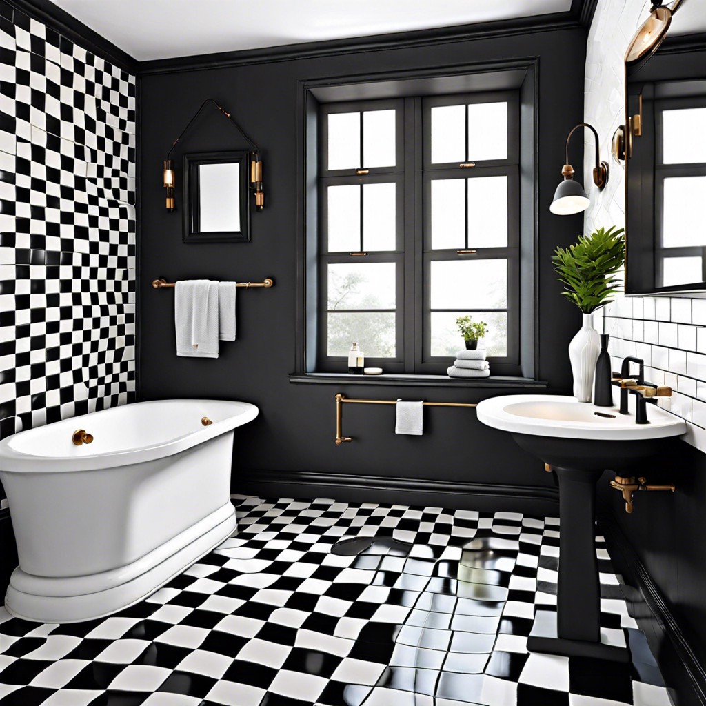 black and white checkerboard tiles for a classic look