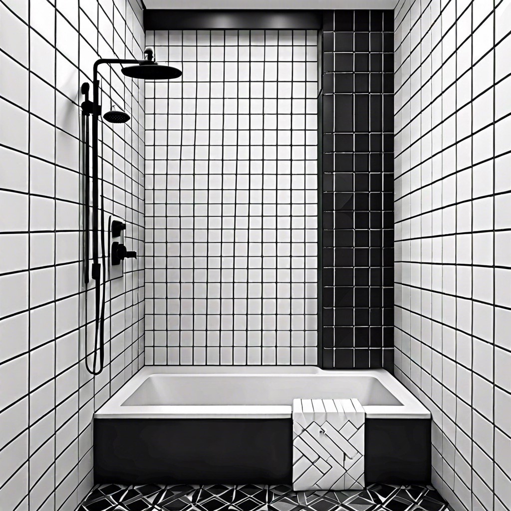 black and white geometric patterned tiles for a modern look