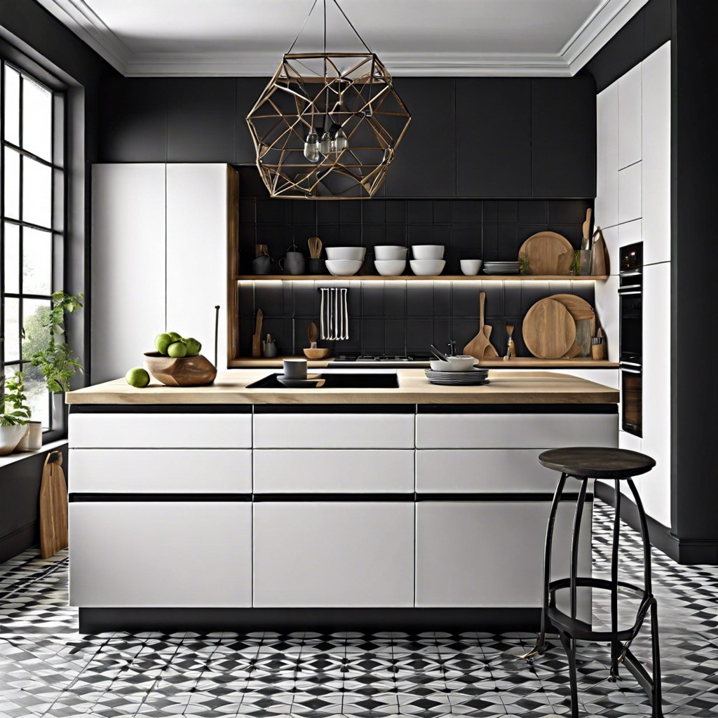 black and white geometric tiles