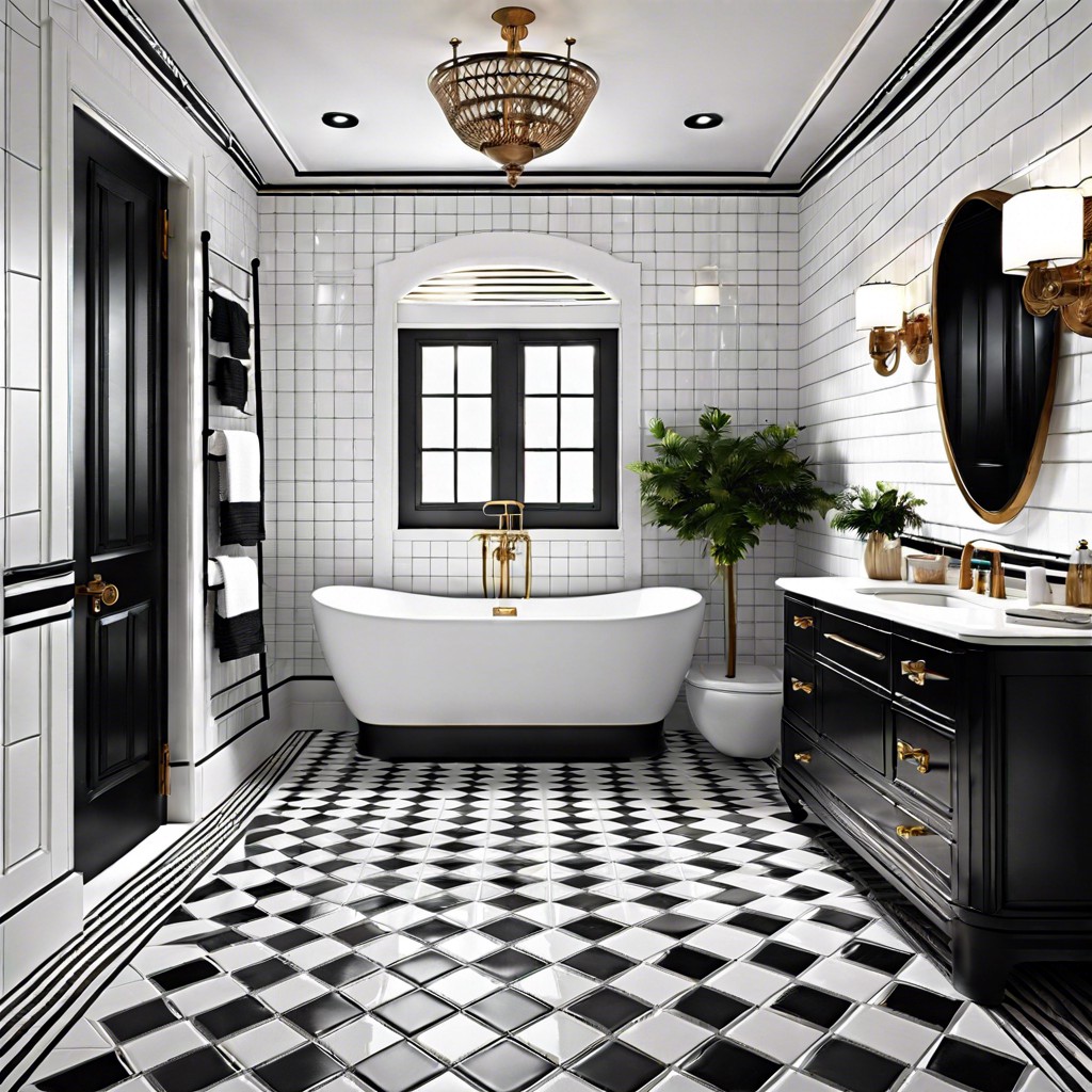 black and white patterned tiles for a classic timeless look