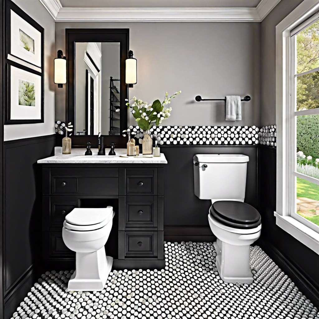 black and white penny tiles for a classic look