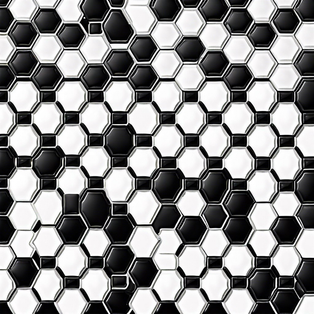 black and white penny tiles