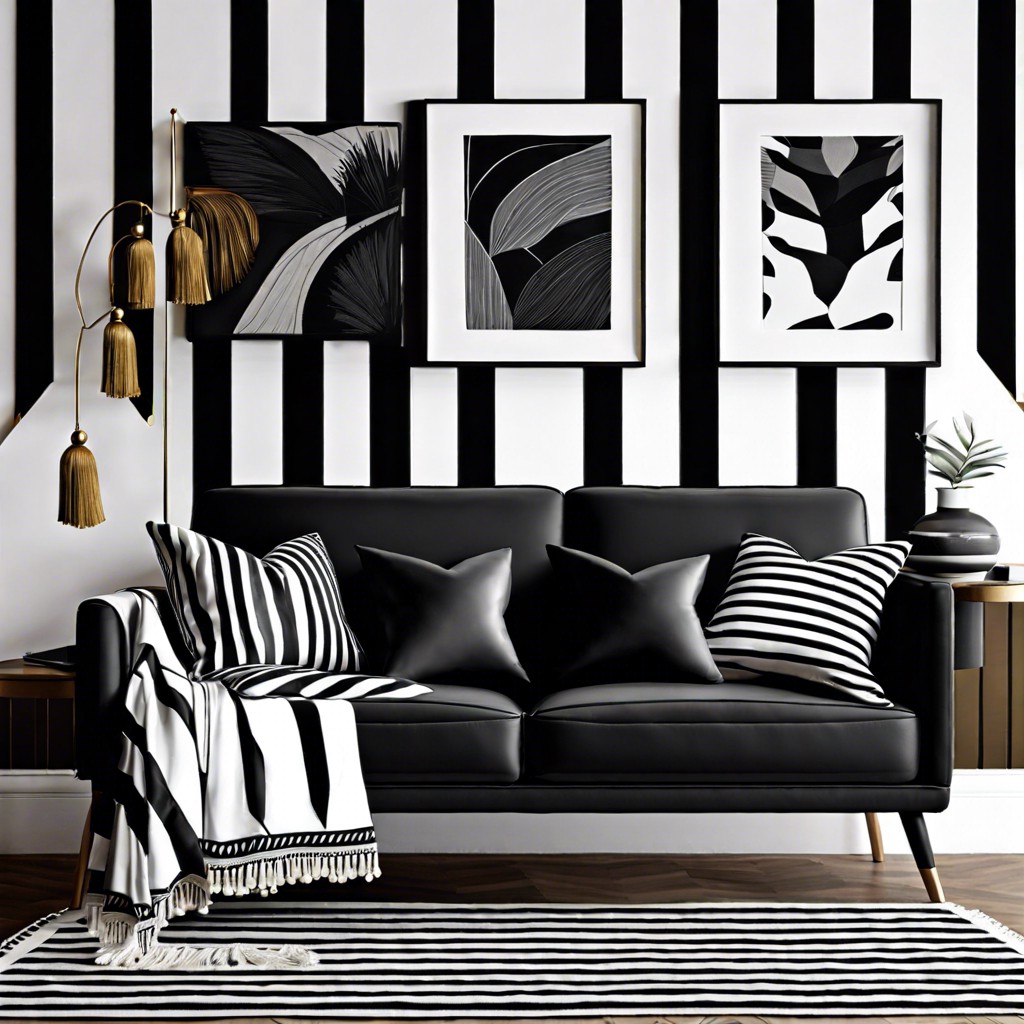 black and white striped with tassels