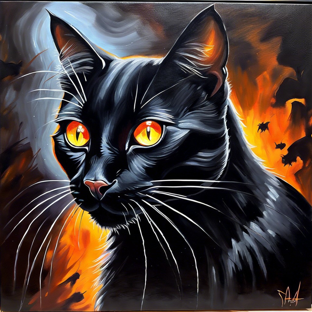 black cat with glowing eyes