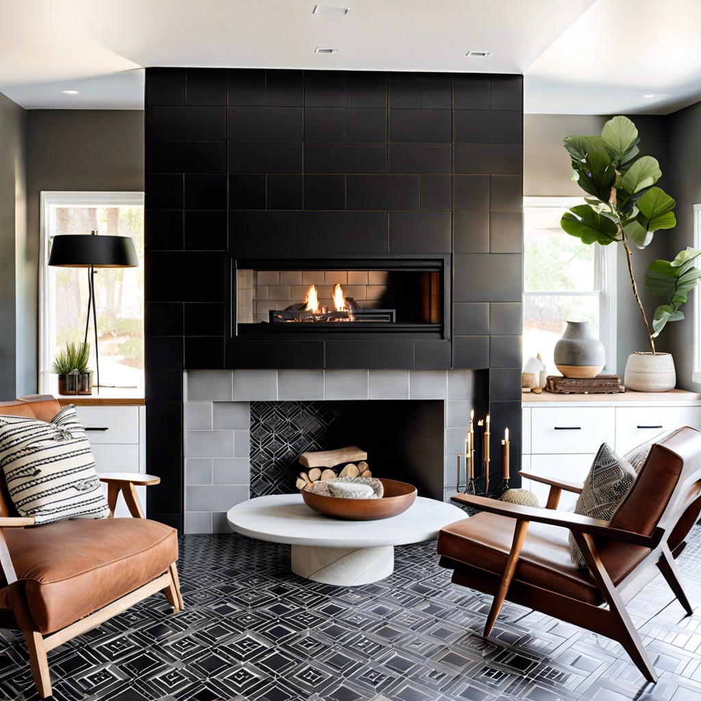 black encaustic cement tiles