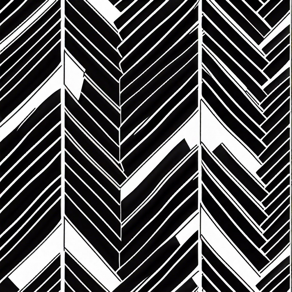 black herringbone pattern tiles