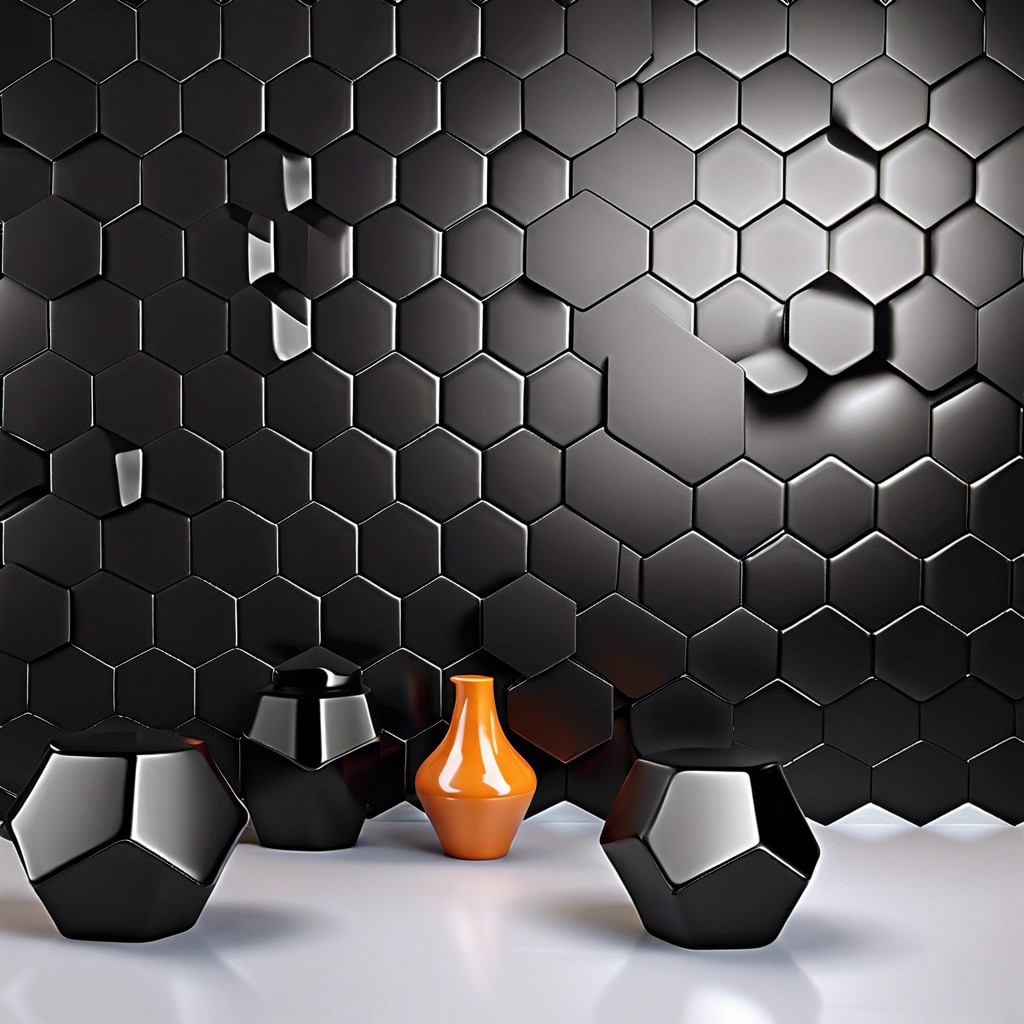 black hexagon tiles for a bold dramatic effect