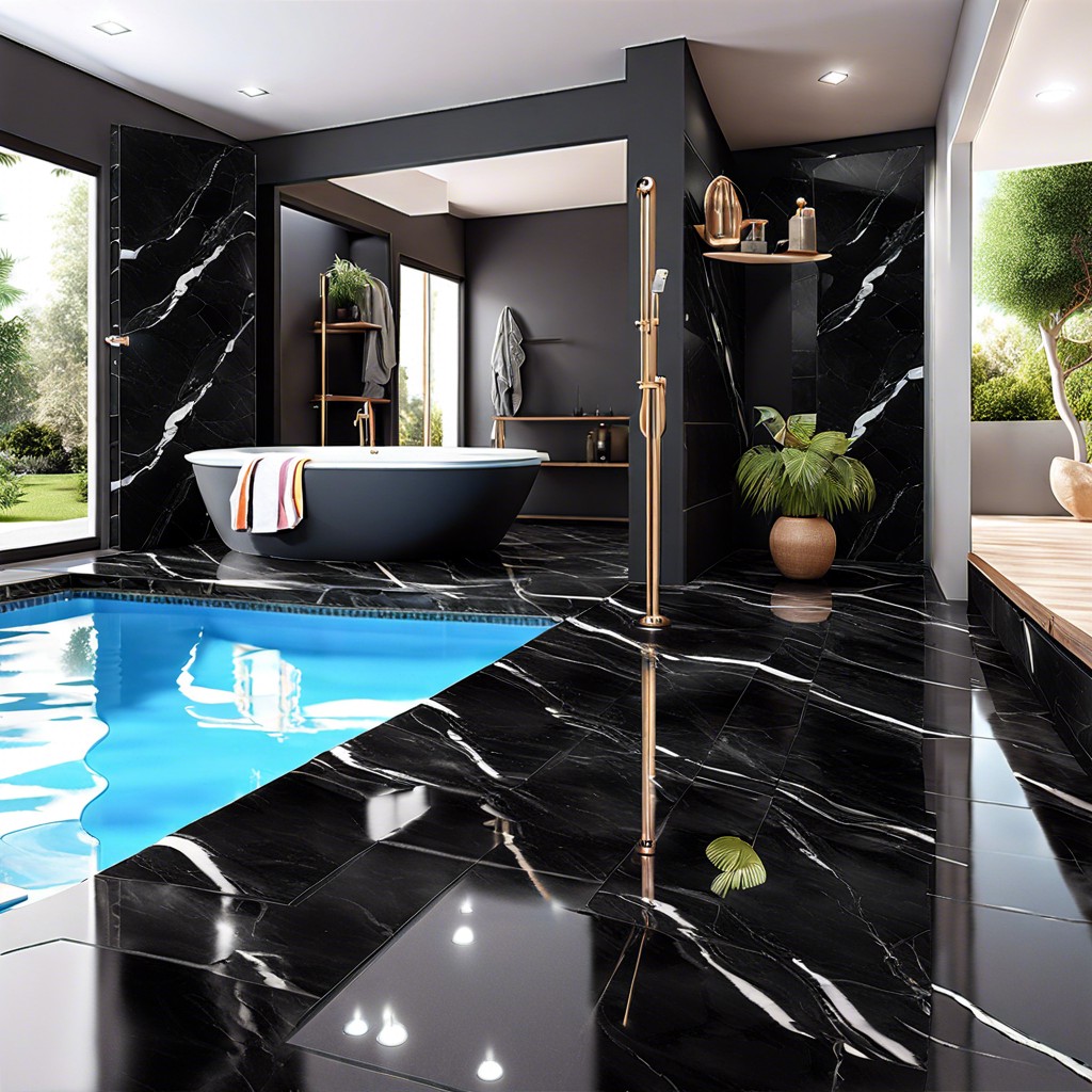 black marble effect tiles