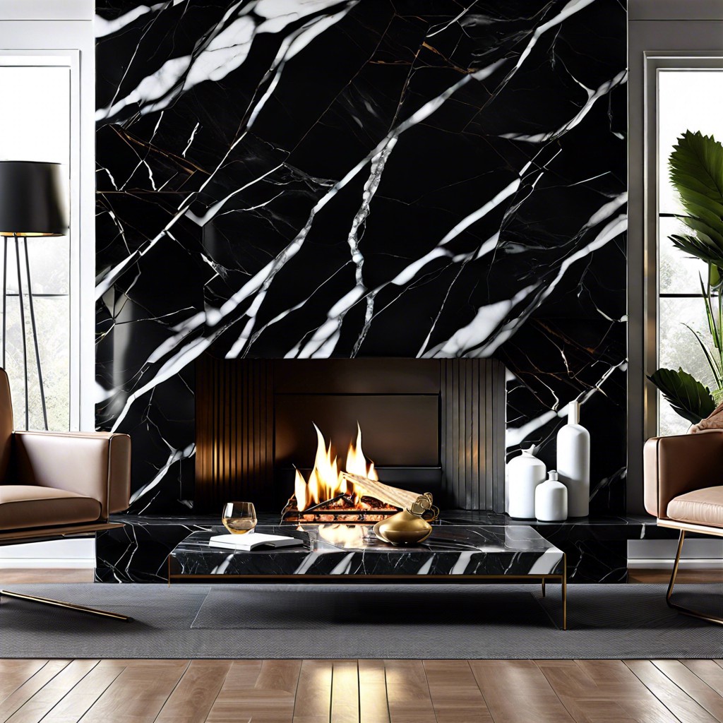 black marble tiles with white veining