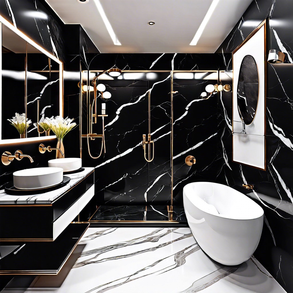 black marble with white veins