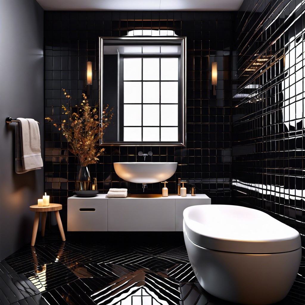 black tiles with an iridescent finish to add shimmer and depth