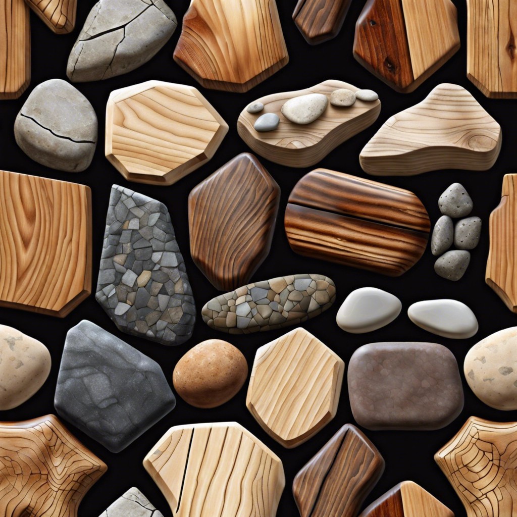 blended wood look with real stones