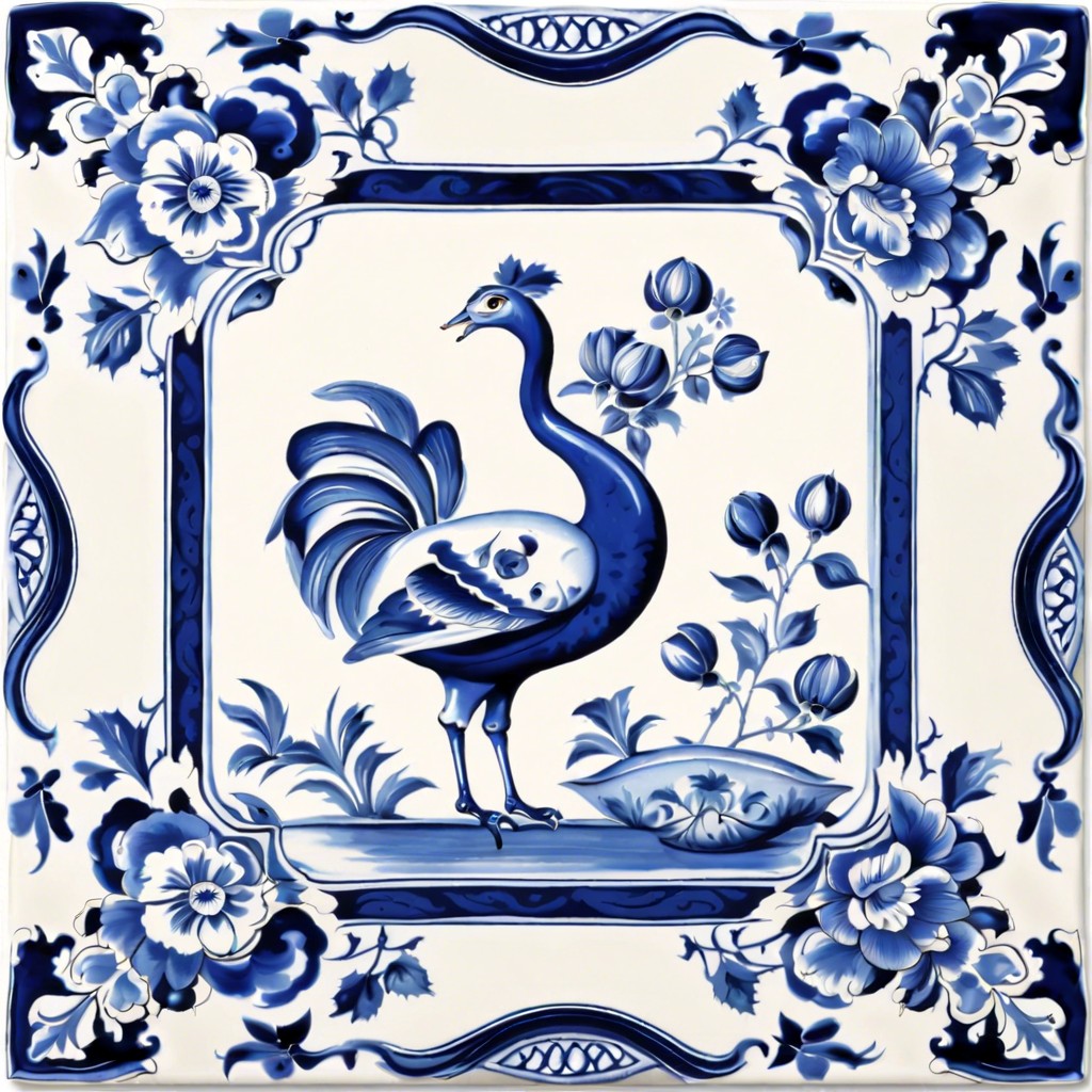 blue and white traditional delftware style