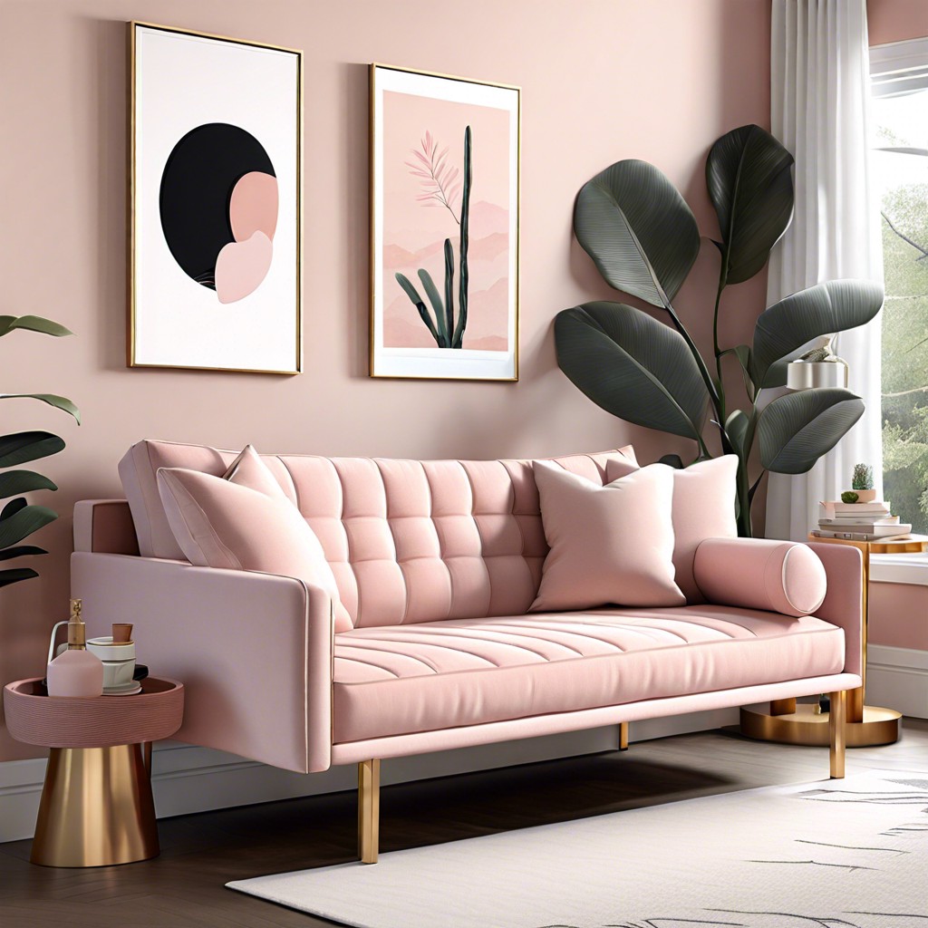 blush pink convertible sofa bed