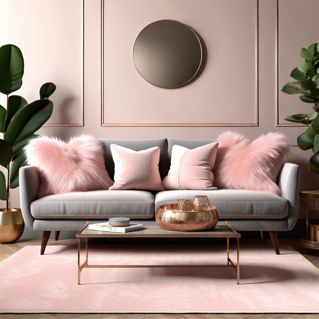 blush pink faux fur pillows