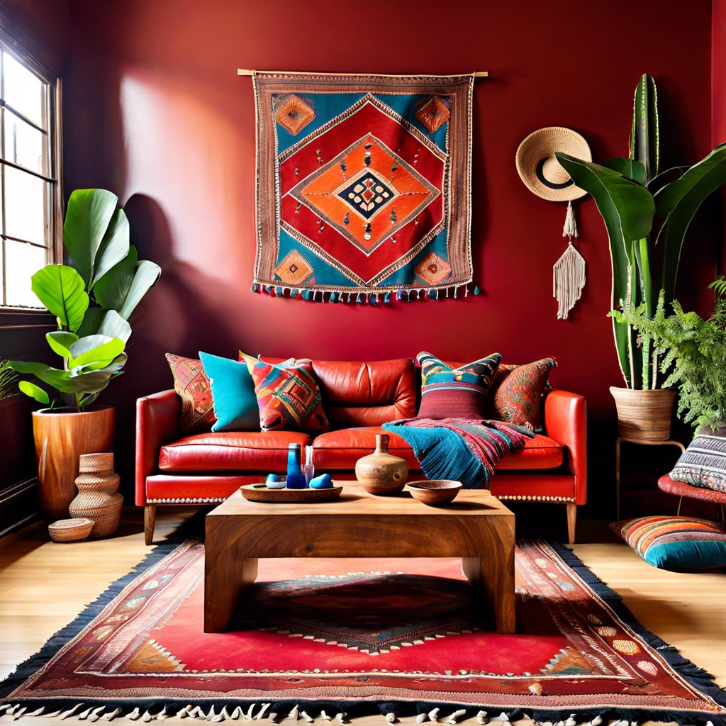 bohemian style with colorful textiles