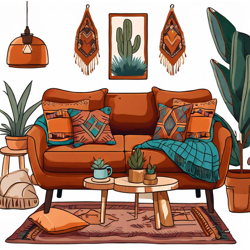 bohemian style with eclectic throw pillows