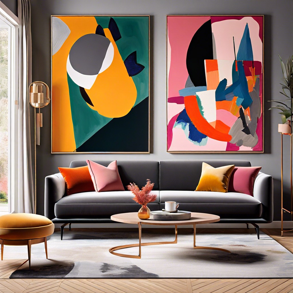 bold artwork with bright abstract paintings